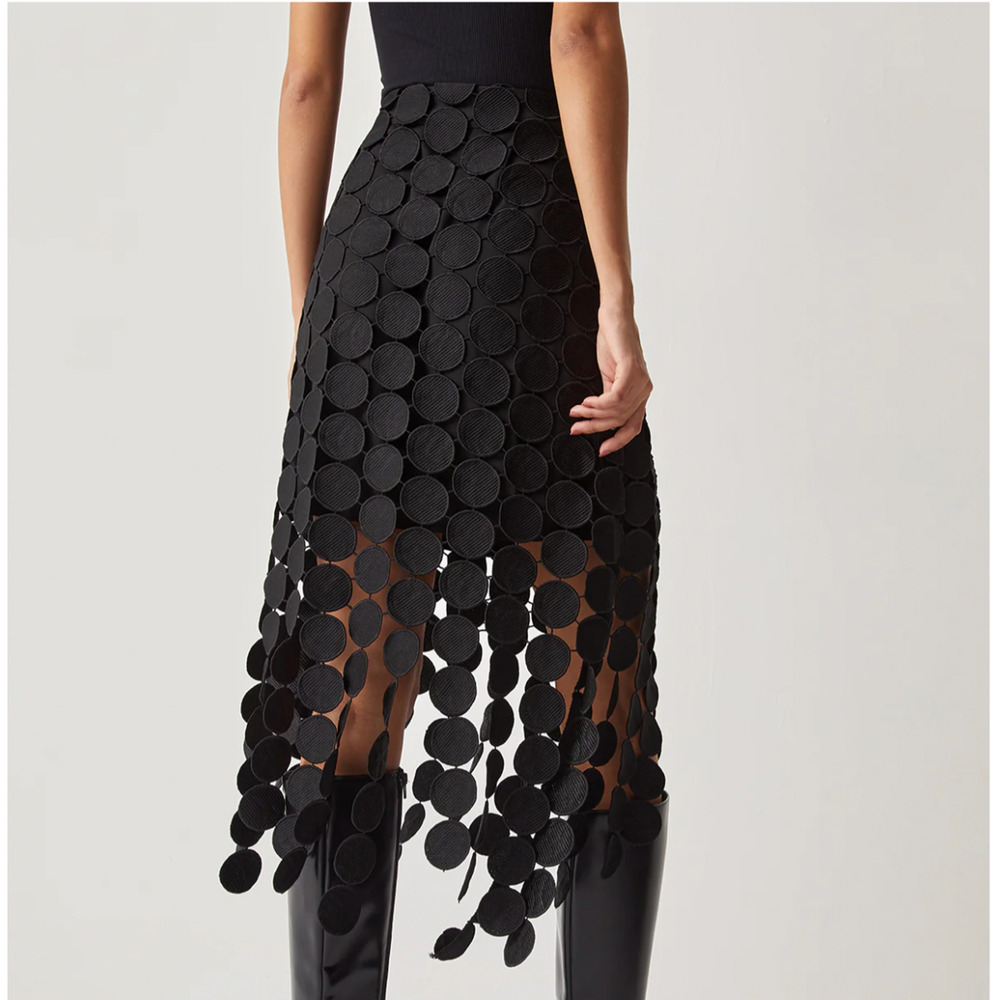 NWT Commense Laser Cut Multi Circle Double Layered Skirt Sz M - Picture 3 of 7